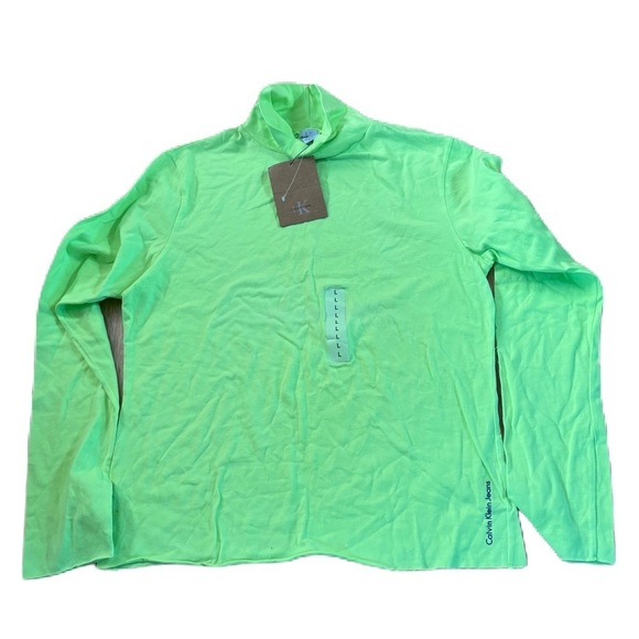 Calvin Klein Lime Green Turtleneck Shirt NEW Large Long Sleeve - Picture 1 of 5